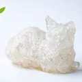 Miniature white resin cat figurine with natural crystal stone texture for desk decor - White Crystal