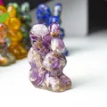 Handcrafted purple crystal quartz stone resin rabbit figurine for home desktop decor - Dreamy Purple