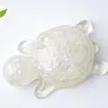 Cute resin sea turtle statue with white natural crystal stone filling for home decor - White Crystal