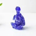 Statue de tortue de yoga en résine de cristal bleu avec texture craquelée - Verre Bleu