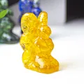 Handcrafted yellow crystal butterfly fairy resin ornament for home and office decor - Citrine