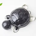 Cute black and transparent crystal turtle figurine decoration made of resin - Obsidian