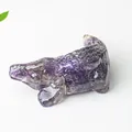 Handcrafted purple amethyst crystal crocodile figurine with detailed resin scales - Amethyst (Crocodile Shape)