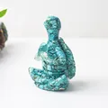Figurine de tortue méditante en pierres de cristal naturel bleu-vert et résine - Turquoise