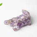 Handcrafted crocodile figurine with purple amethyst crystal stones in clear resin - Dreamy Amethyst (Crocodile Shape)