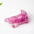 Pink translucent resin pig figurine with natural crystal stone texture and ice cracks - Dark Pink (Cartoon Pig)