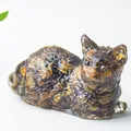 Figura de gato de resina con patrón de carey y acabado brillante para decoración de mesa - Ojo de tigre