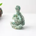 Statuette de yoga en résine et gravier de cristal vert naturel pour décoration de bureau - Amazonite
