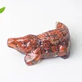 Crocodile resin ornament filled with natural red crystal gravel on white background - Red Jasper (Crocodile Shape)