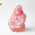 Pink crystal resin gorilla statue with translucent texture for home and office decor - Dark Pink