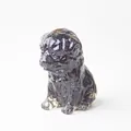 Sitting black puppy statue made of polished resin and crystal for desk decor - Obsidian