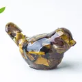 Artistic resin bird figurine with tiger eye crystal stones for home office desktop decor - Tiger's Eye