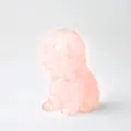 Pink resin dog figurine with natural crystal fragments for home office decoration - Rose Quartz