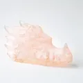 Statua a testa di drago rosa traslucida stampata in 3D con dettagli in resina per scrivania - Quarzo rosa