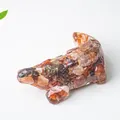 Handmade crocodile resin figurine filled with colorful natural crystals and minerals - Red Agate (Animal Shape)