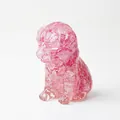 Pink crystal resin dog statue, cute pastoral puppy figurine for desk home decor - Dark Pink