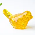 Translucent bright yellow resin bird figurine with cracked crystal texture for desk decor - Citrine