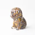 Resin dog statue with tiger eye crystal stones for office and home desktop decor - Tiger's Eye