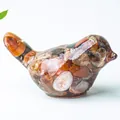 Resin bird figurine with natural red agate stones for home and office tabletop decor - Red Agate