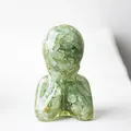 Abstract humanoid resin statue filled with natural green aventurine crystals for desk decor - Green Aventurine