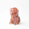 Pug dog statue made of resin and red crystal stones for desktop home decor - Red Jasper
