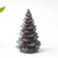 Deep red resin crystal Christmas tree desktop ornament with garnet-style stone textures - Small / Garnet