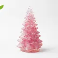 Pink translucent resin mini Christmas tree tabletop ornament with crystal texture - Small / Dark Pink