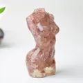 Pink strawberry crystal statue of female body torso for elegant desk decoration - Strawberry Quartz