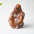 Artistic resin gorilla statue with red crystal stones for desktop decor - Red Agate