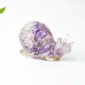 Statue d'escargot en résine transparente avec cristaux d'améthyste naturelle - Violet de Rêve