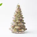Resin Christmas tree ornament filled with green unakite natural stones on grey base - Small / Unakite