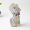 Female torso statue crafted from resin with purple and green crystal stone particles - Colorful Fluorite