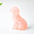 Sitting puppy figurine crafted from rose quartz natural stone and resin for desk decor - Rose Quartz