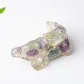 Cute resin pig statue filled with colorful natural crystal stones for desk decor - Rainbow Fluorite (Pig Shape)