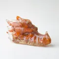 Statue de dragon en résine transparente avec pierres de cristal orange pour bureau - Agate rouge