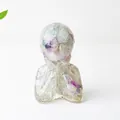 Humanoid resin bust statue with colorful natural crystal stone fill for desk decor - Colorful Fluorite