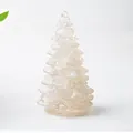 Décoration de table sapin de Noël en résine transparente avec design à couches - Petit (58mm de hauteur) / Cristal blanc
