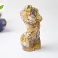 Artistic female torso resin ornament with colorful crystal stone infill for home decor - Crazy Agate
