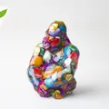Artistic resin gorilla statue filled with colorful natural crystals for home desk decor - Colorful Shell