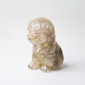 Resin pastoral dog statue with gold foil inclusions for home and office desktop decor - Rutilated Quartz