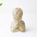 Artistic resin prayer statue with white and yellow natural crystals for home decor - Rutilated Quartz