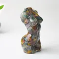 Artistic female torso statue made of colorful resin and natural crystal mosaic stones - Ocean Jasper