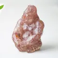 Pink strawberry quartz crystal gorilla figurine with detailed muscle carving - Strawberry Quartz