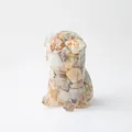 Resin dog figurine with white crystal stones and tiger eye inlay decoration - Crazy Agate