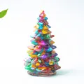 Sapin de Noël en résine spirale arc-en-ciel avec texture de cristal colorée - Petit (58mm de hauteur) / Coquillage Coloré