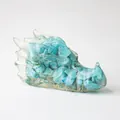 Figurine de dragon en résine avec pierres de cristal naturel bleu ciel pour bureau - Turquoise