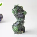 Artistic female torso sculpture made of green ruby in zoisite resin for desk decor - Ruby Zoisite