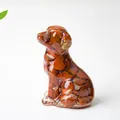 Sitting dog figurine crafted from natural red crystal stones and clear resin - Red Jasper