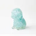 Pastoral dog statue made of light blue resin with natural crystal texture for home decor - Aquamarine