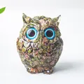 Figurine hibou en résine transparente avec éclats de cristaux naturels colorés - Unakite